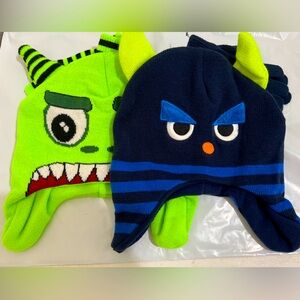 2 Beanie & Glove Sets, Devil Horns, Fleece Lined